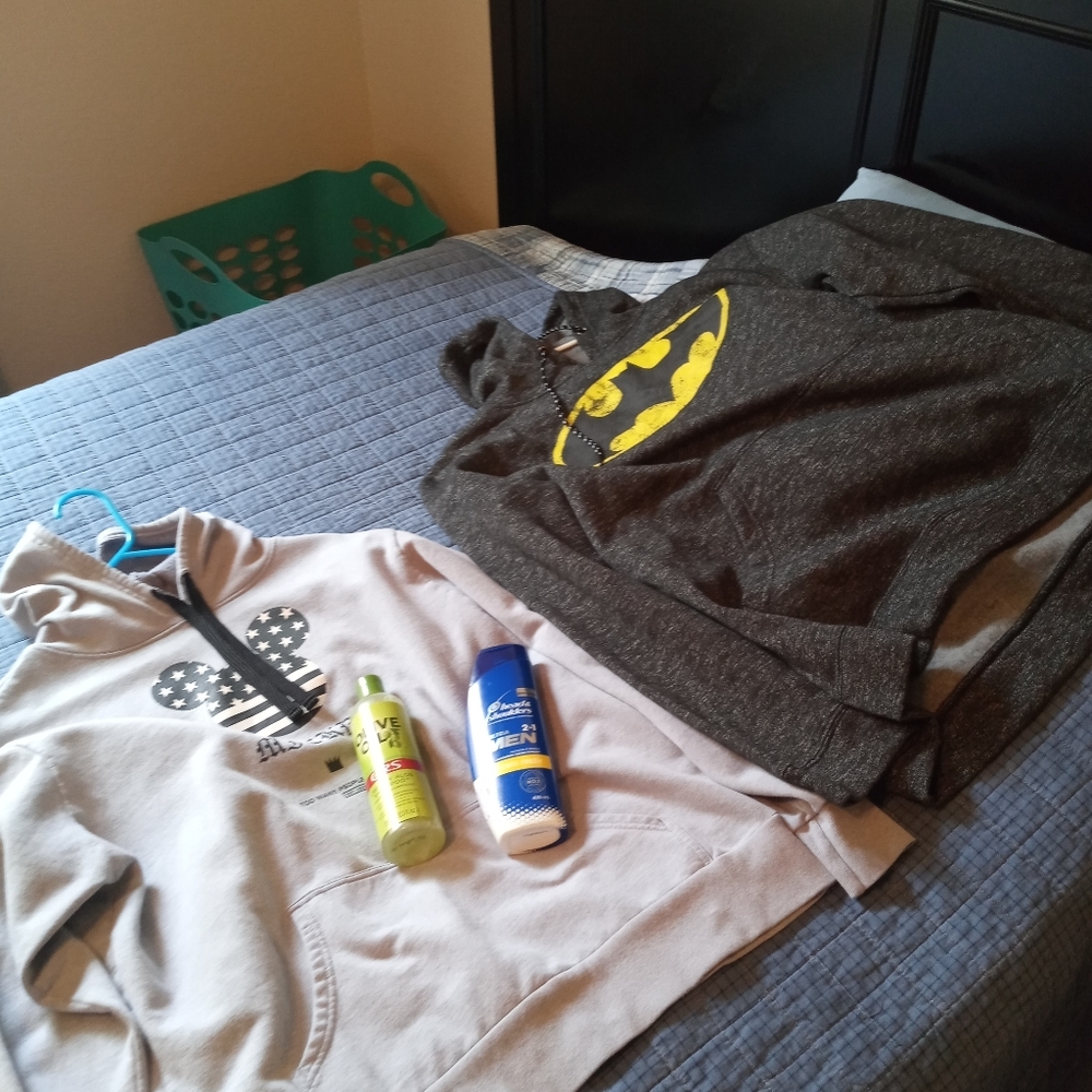 2 sweaters and shampoos